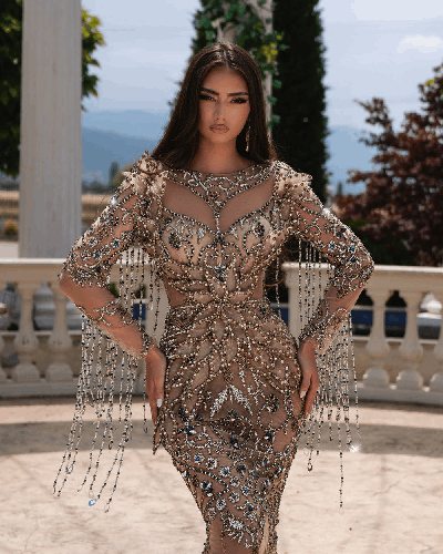 Robe Mara Nude avec des accents de cristal