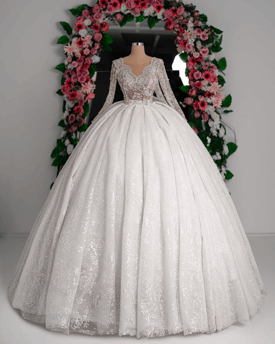 Robe de mariée María avec paillettes et paillettes