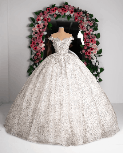 Robe de mariée à épaules dénudées et paillettes Tiola